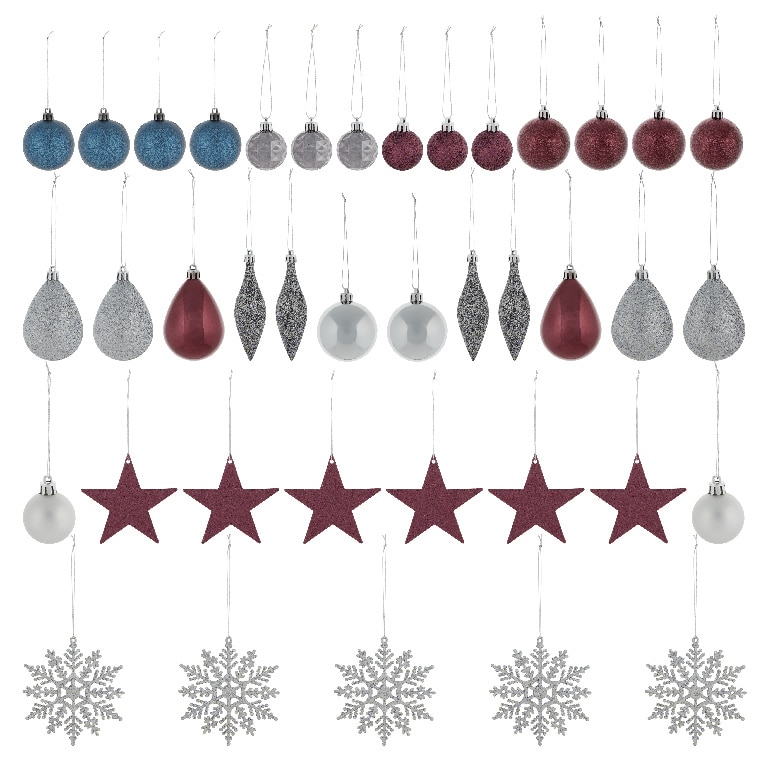 Set globuri brad Midnight, 40 bucati, multicolor