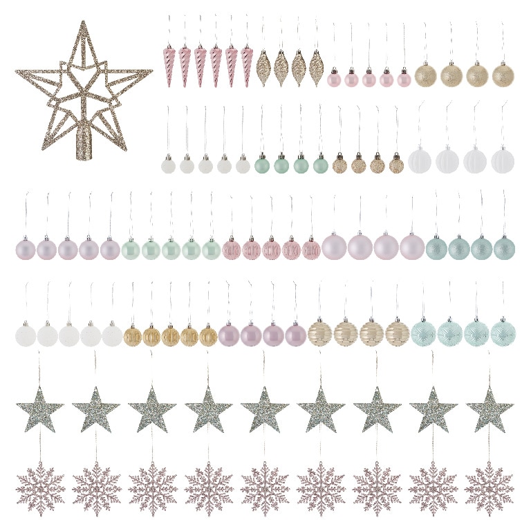 Set globuri brad Soft Bloom, 100 bucati, multicolor