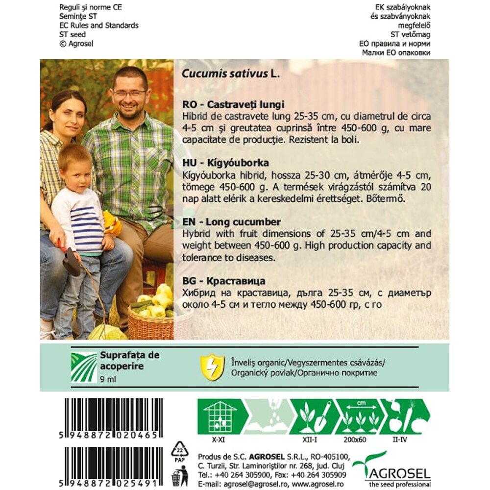 Seminte de legume Castraveti lungi Columna F1, 1 plic