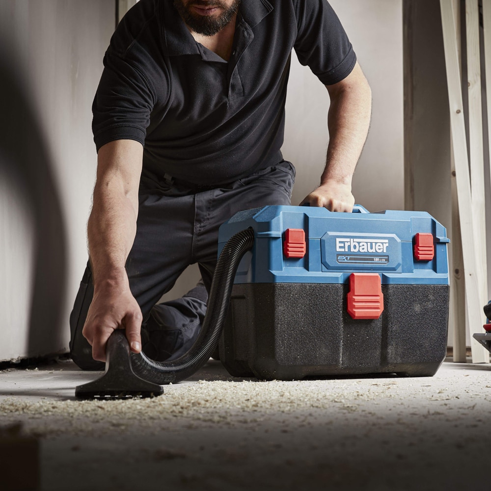 Aspirator umed-uscat Erbauer, 18V, 14l, albastru-negru