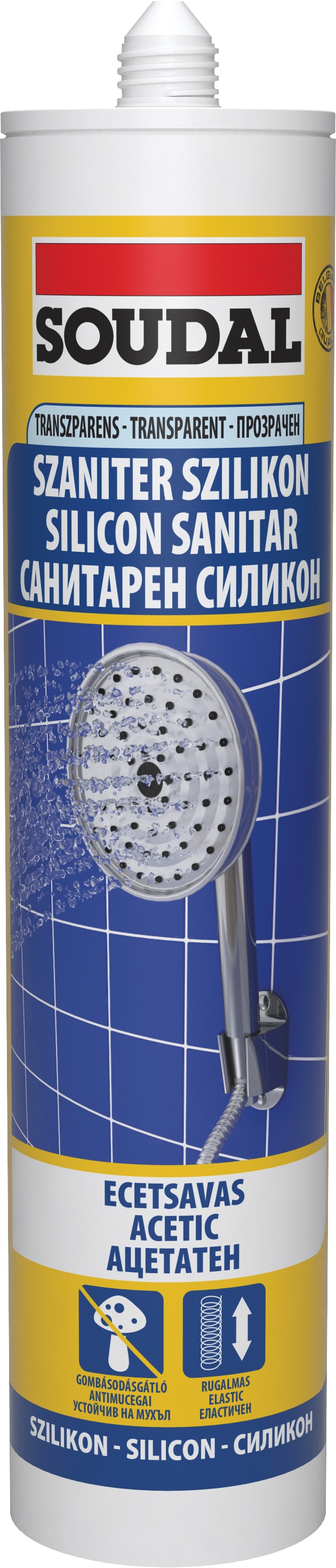 Silicon Pentru Spatii Umede, Transparent, Aplicare Pistol, 280 Ml  Soudal 