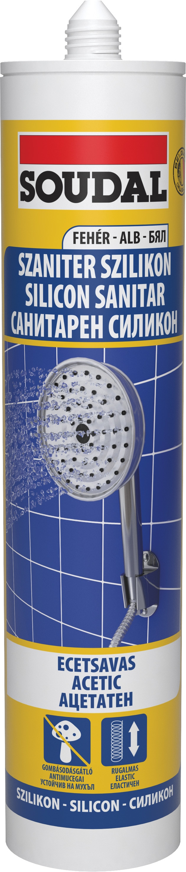Silicon Pentru Spatii Umede, Alb, Aplicare Pistol, 280 Ml  Soudal 
