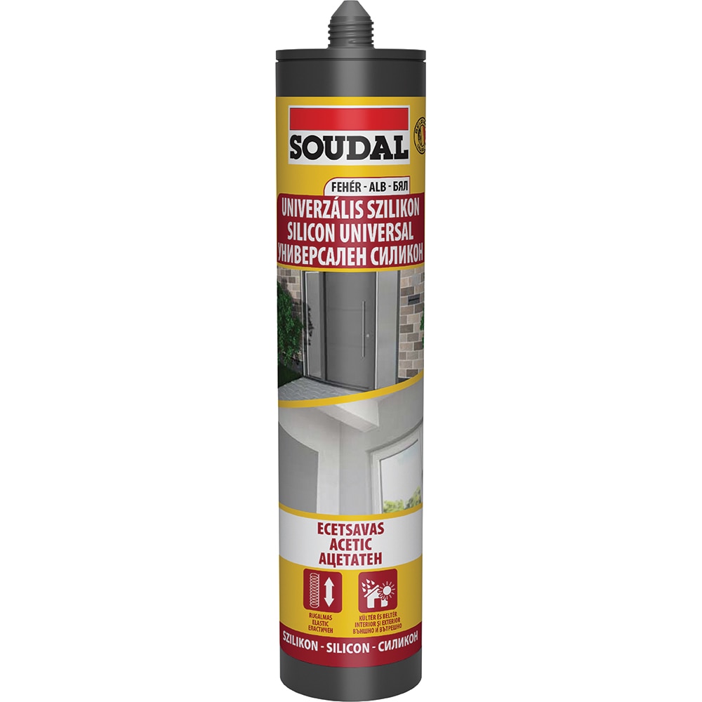 Silicon universal SOUDAL, aplicare cu pistol, alb, 280 ml