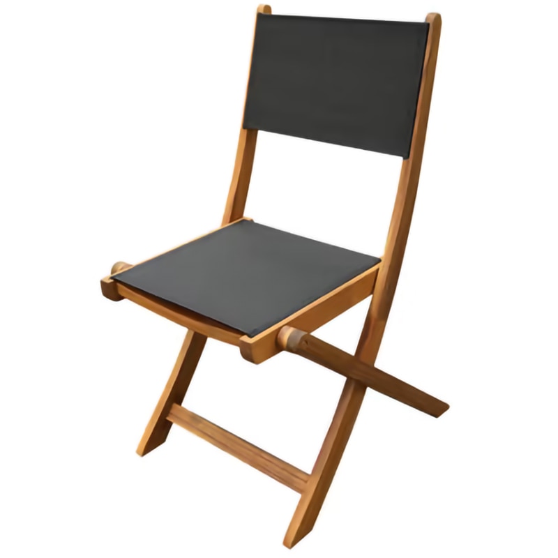 Scaun de gradina si camping BLOOMA Fasia, lemn de acacia/textil, pliabil, 50 x 60 x 90 cm, maro/negru