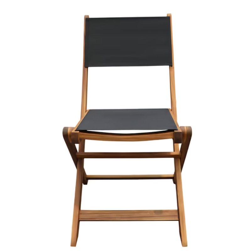 Scaun de gradina si camping BLOOMA Fasia, lemn de acacia/textil, pliabil, 50 x 60 x 90 cm, maro/negru