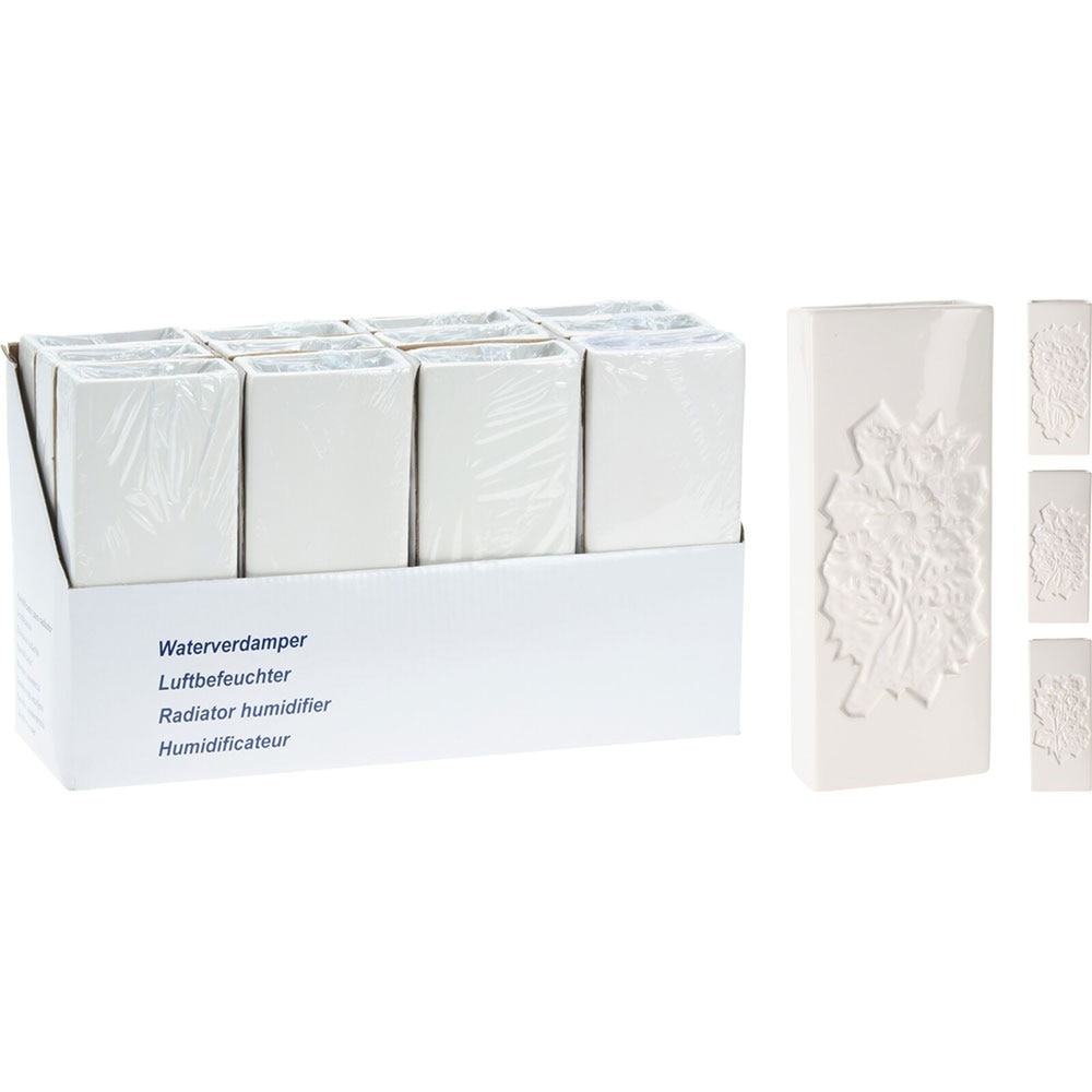 Umidificator pentru calorifer, 20.5 x 8 x 3.5 cm, ceramic, alb, diverse modele cu flori