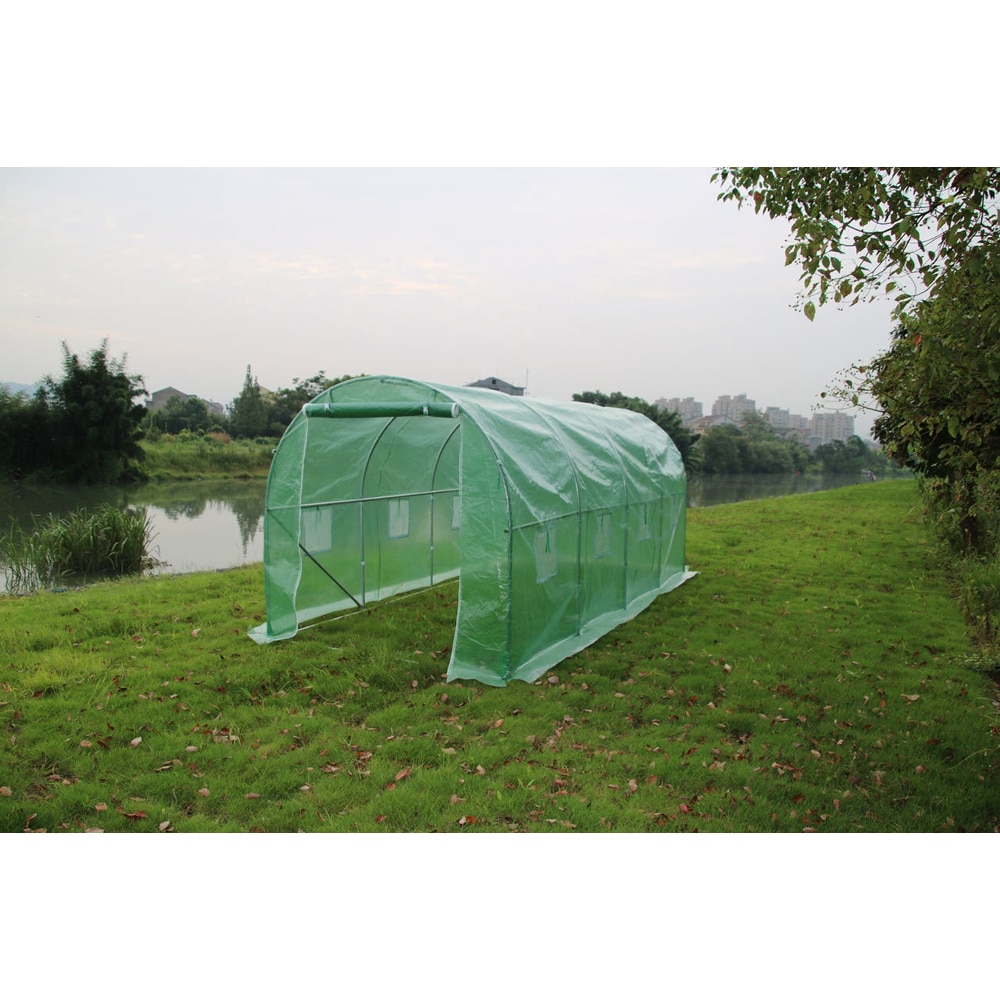 Sera tip tunel Yurta, 10 mp, 500 x 200 cm, polietilena - otel galvanizat, verde