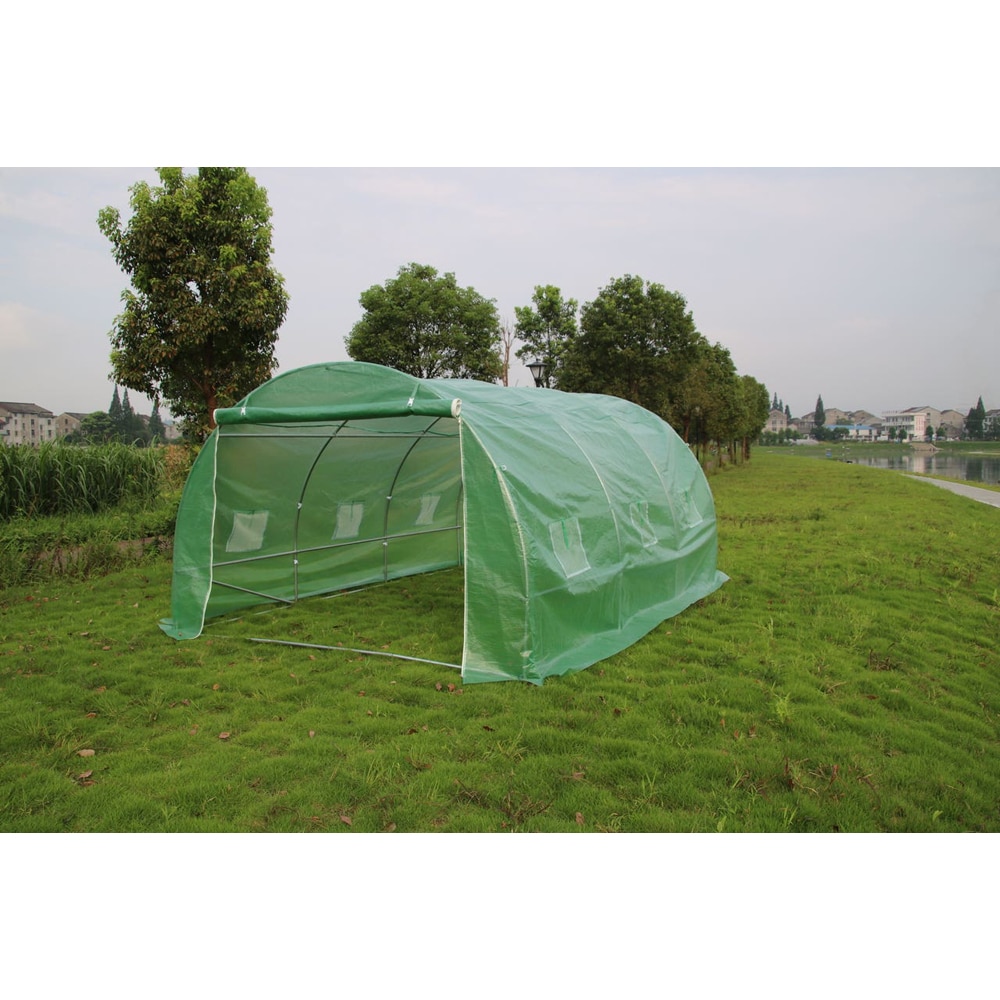 Sera tip tunel Yurta, 12 mp,  400 x 300 x 200 cm, polietilena - otel galvanizat, verde