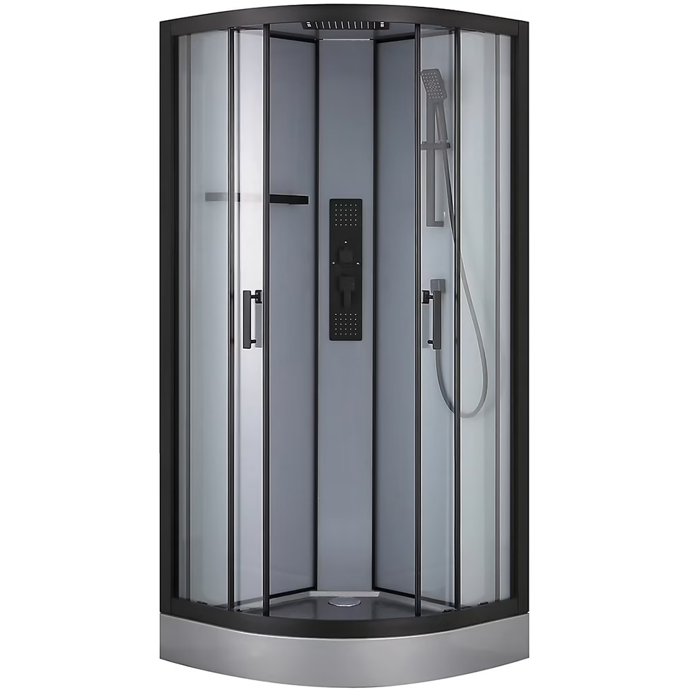 Cabina de dus cu hidromasaj GOODHOME Beloya, 90 x 90 x 220 cm, sticla securizata 6mm, profil negru