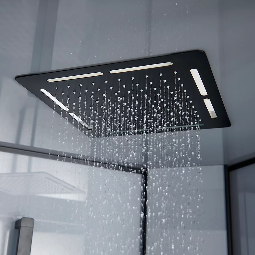 Cabina de dus cu hidromasaj GOODHOME Beloya, 90 x 90 x 220 cm, sticla securizata 6mm, profil negru