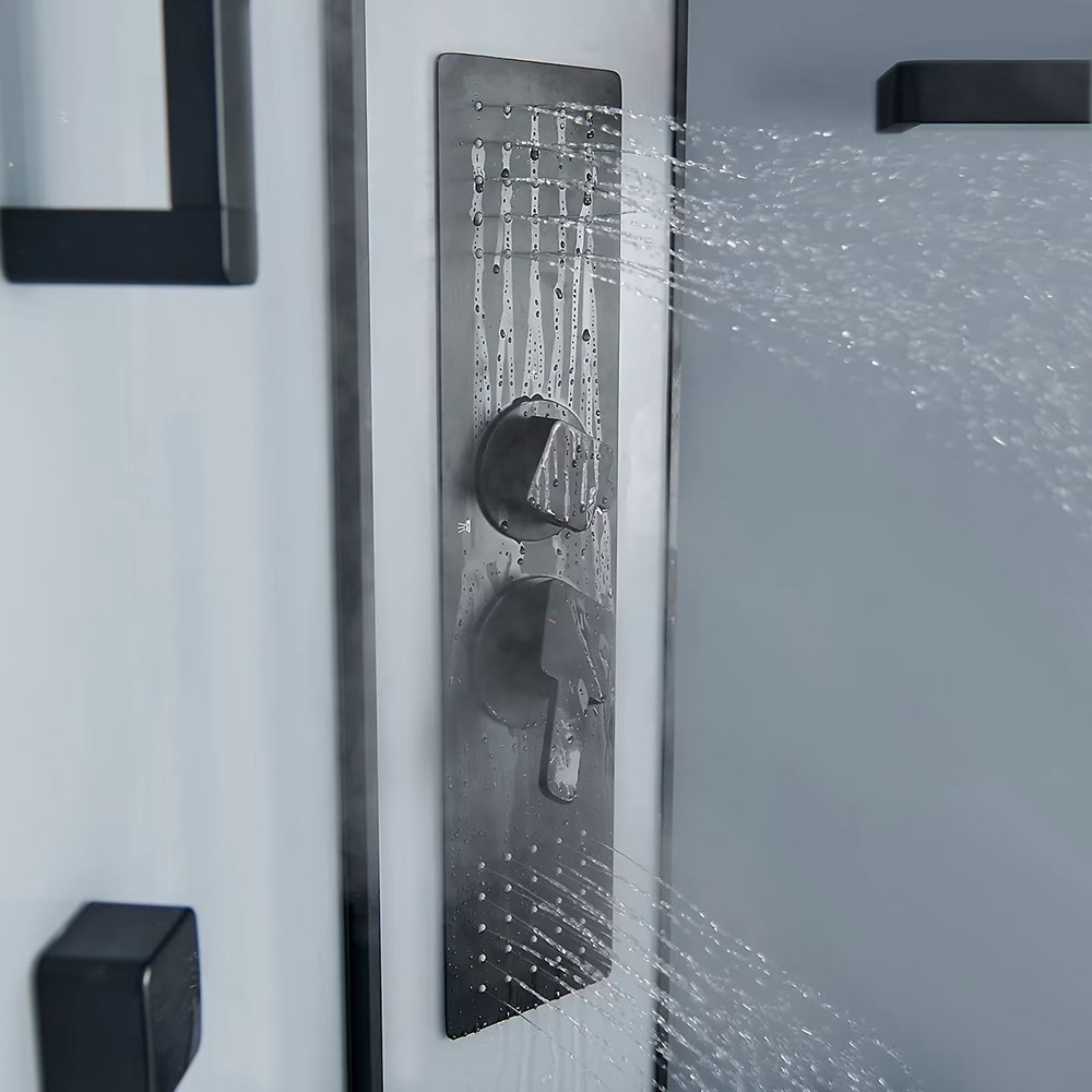 Cabina de dus cu hidromasaj GOODHOME Beloya, 90 x 90 x 220 cm, sticla securizata 6mm, profil negru