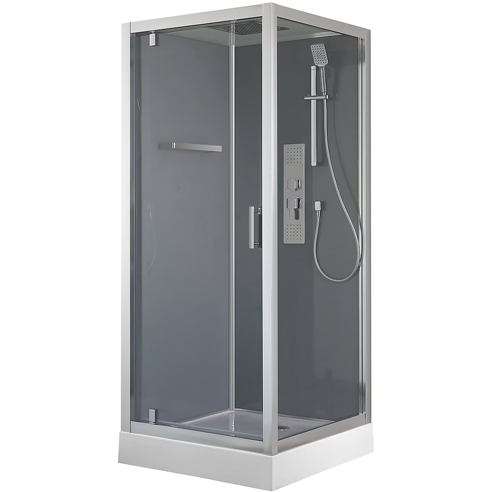 Cabina dus cu hidromasaj GoodHome Beloya, patrata, 90 x 90 x 220 cm, sticla securizata 6mm, profil crom