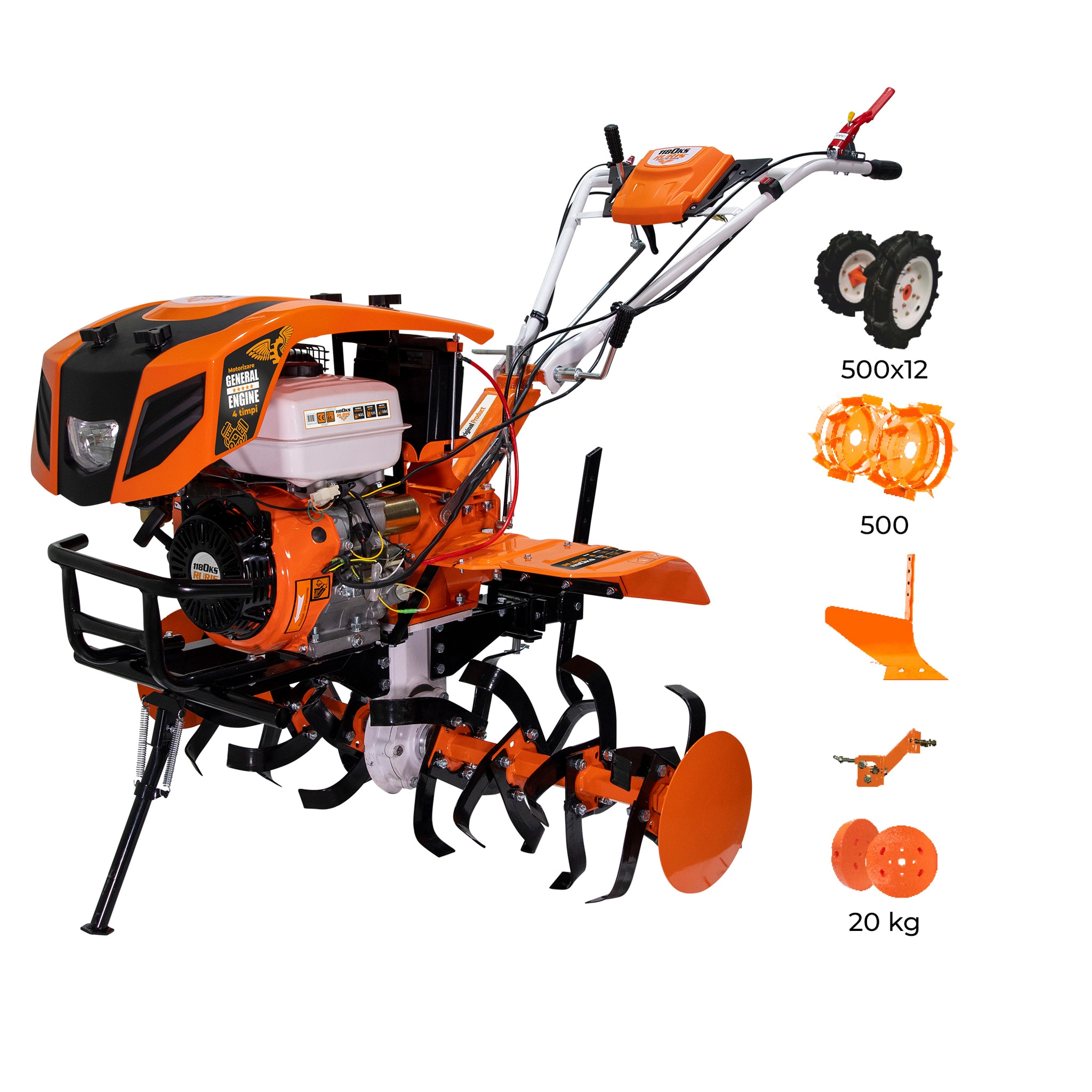 Motosapa pe benzina, Ruris 1180KS, 460 CC, 18 CP, latime lucru 75-110 cm, 4 timpi, + accesorii