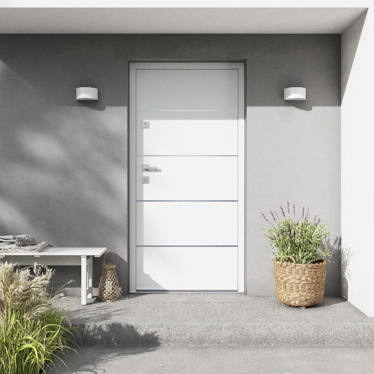 Usa de exterior pentru casa, metalica, alb, dreapta, 205 x 88 cm  Fortia Cecina