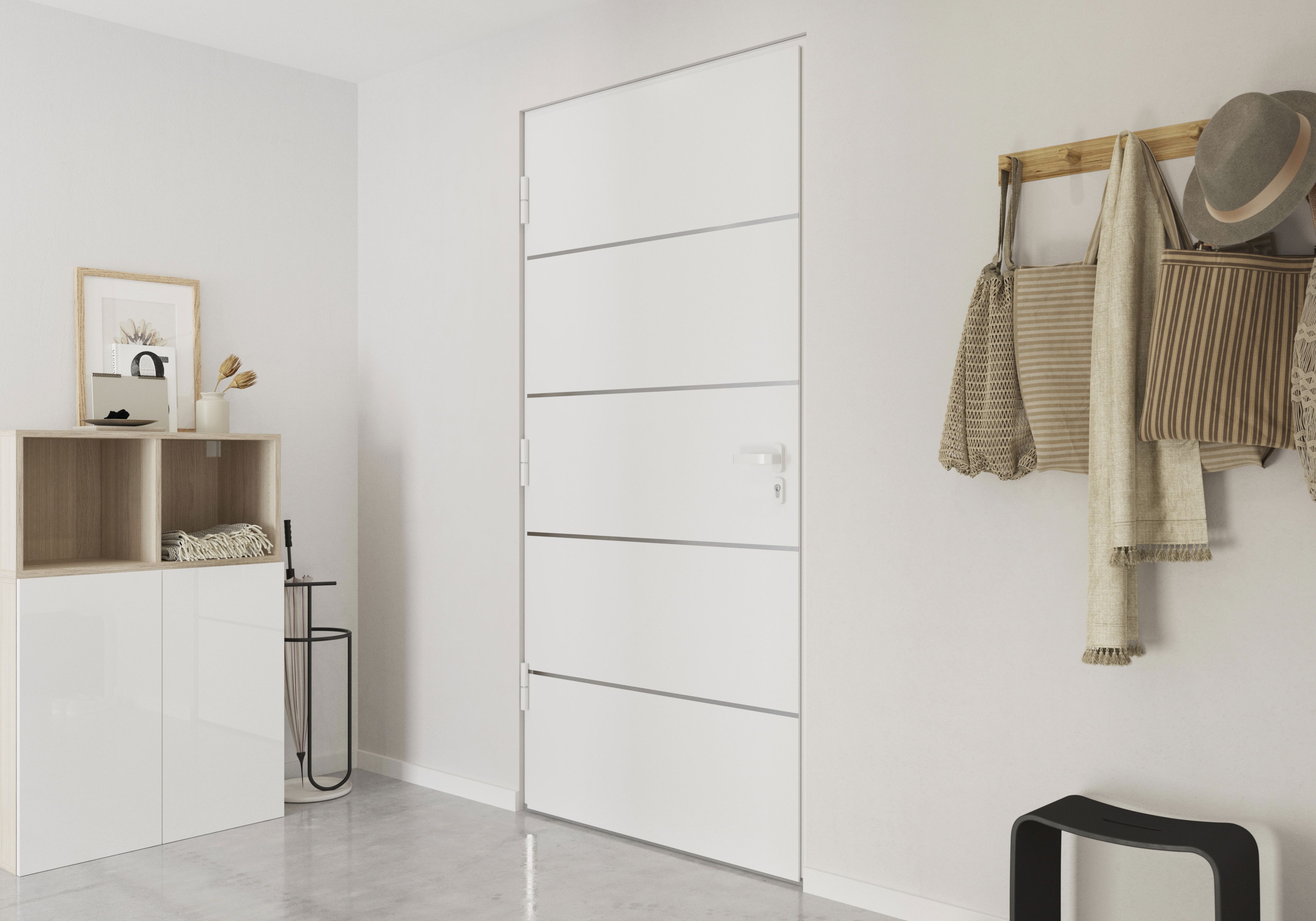 Usa de exterior pentru casa, metalica, alb, dreapta, 205 x 88 cm  Fortia Cecina