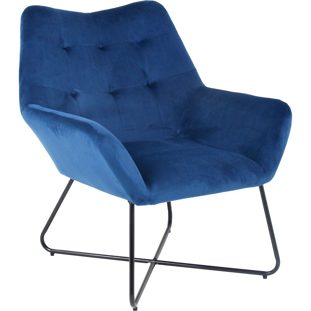 Fotoliu Turio, 86.5 x 80 x 75 cm, catifea, albastru