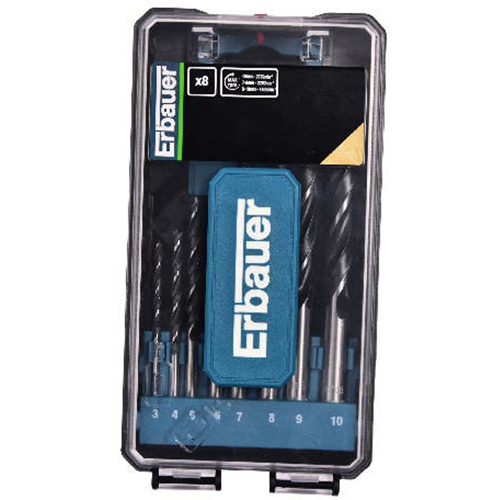 Burghiu lemn Erbauer, set 8 bucati