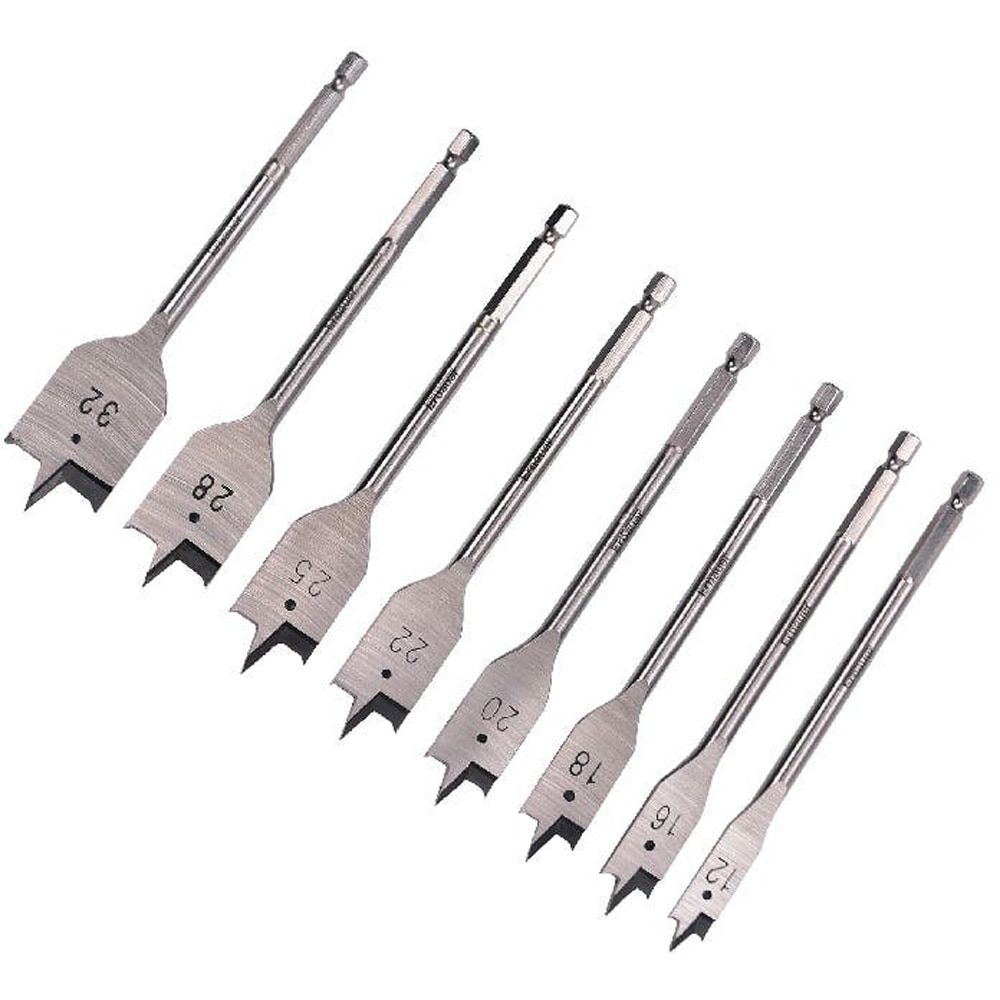 Burghiu plat lemn Erbauer, set 8 bucati