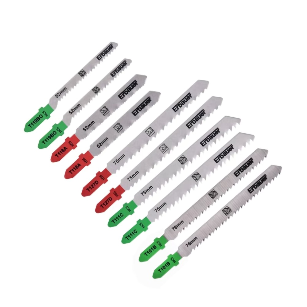 Panza fierastrau Erbauer, pentru lemn, fixare T, set 10 buc