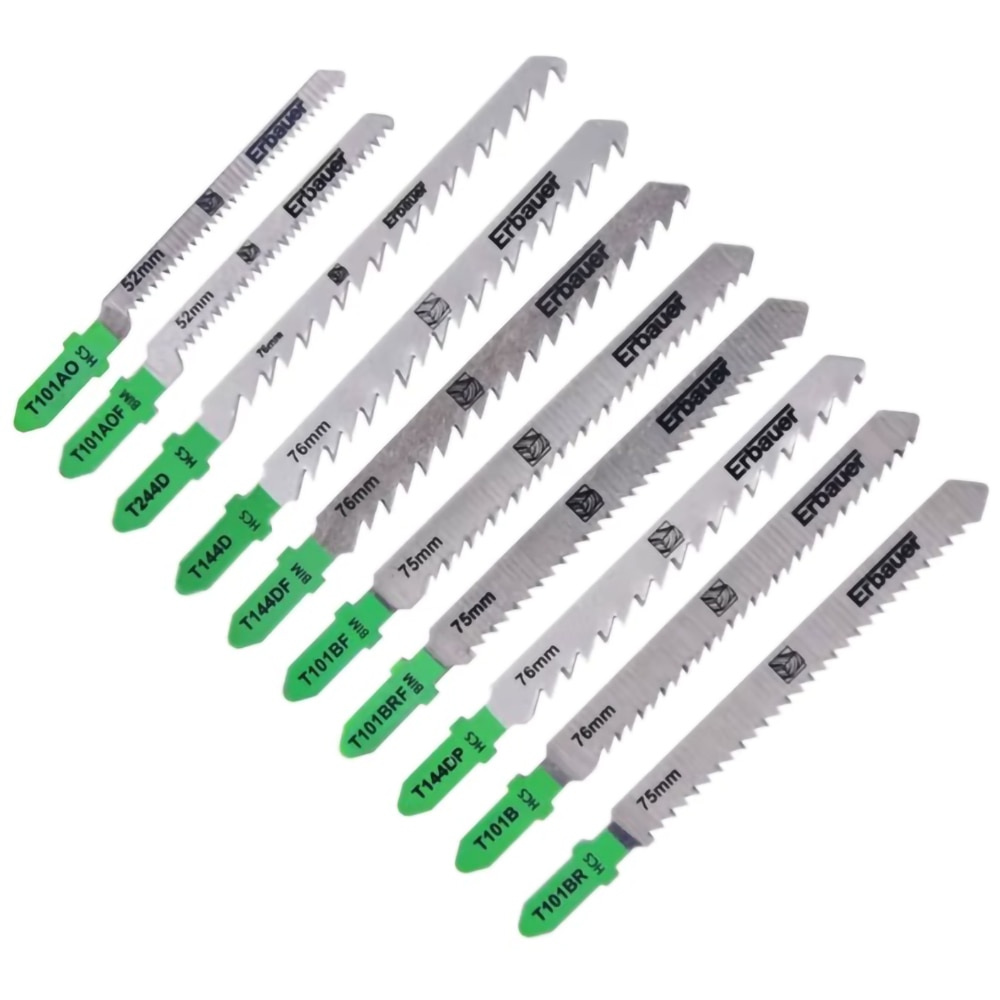 Lame fierastrau Erbauer, pentru lemn si metal subtire, fixare T, set 10 buc