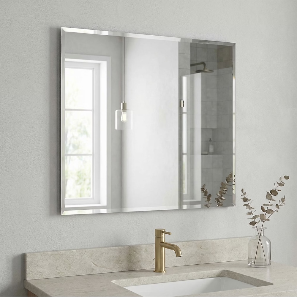 Oglinda oblica baie Wapta, 70 x 60 cm, sticla, argintiu