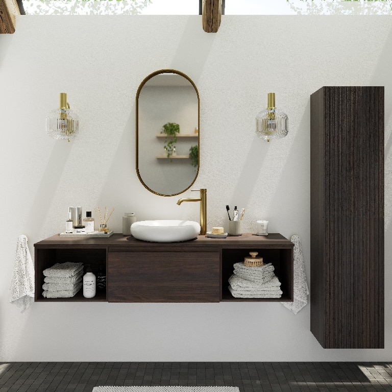 Oglinda baie, aurie, ovala • GoodHome