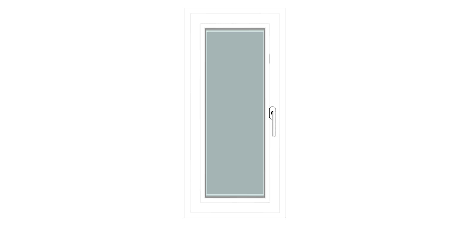 Fereastra termopan PVC, alb, 4 camere, dubla deschidere, stanga, 56X116 cm