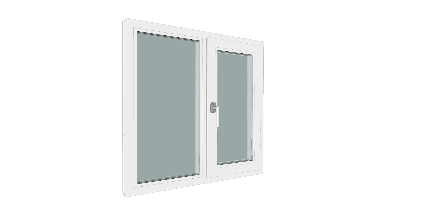 Fereastra termopan PVC, geam Clar + Low-E, alb, 5 camere, 100 x 100 cm, stanga, dubla deschidere, fixa + oscilobatanta • Gealan
