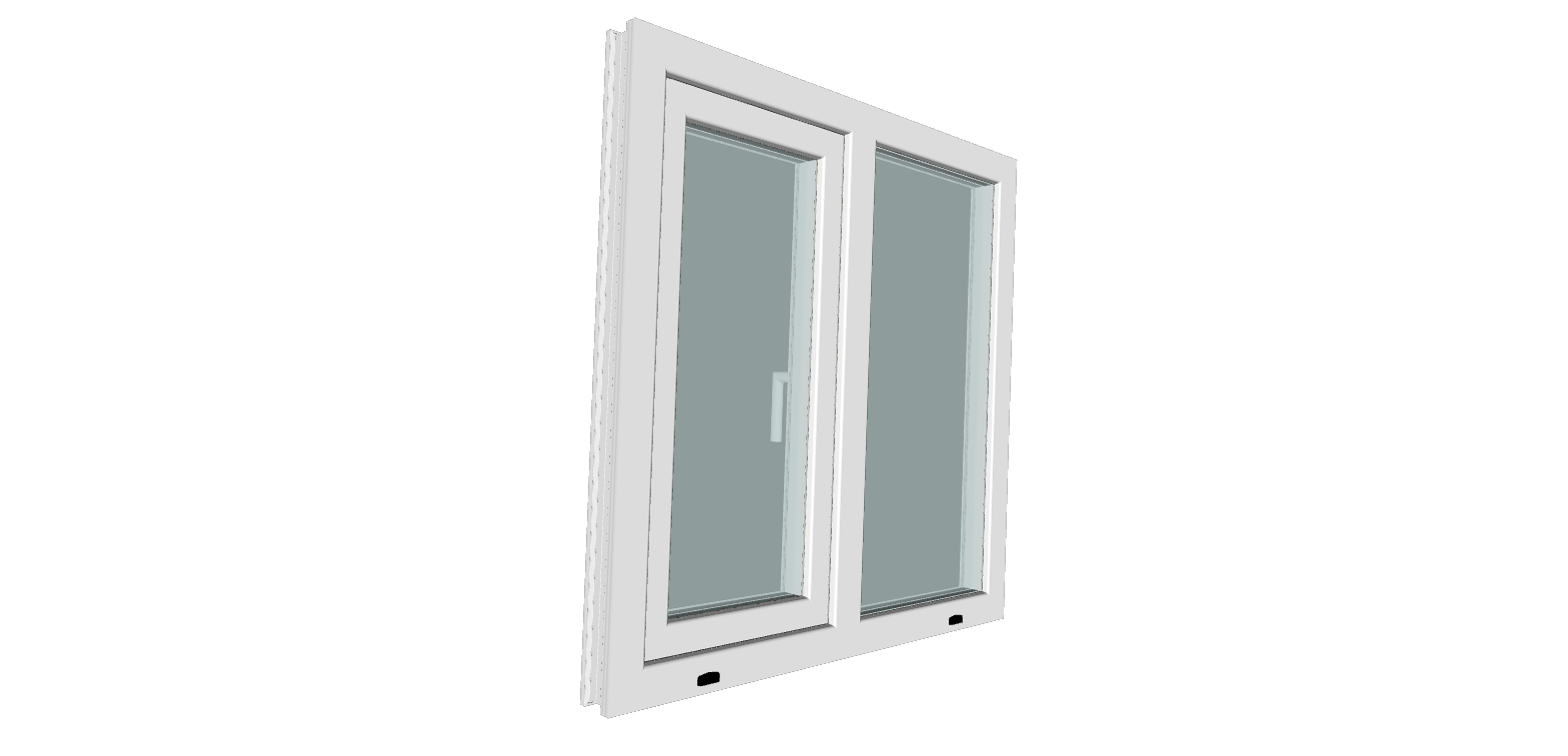 Fereastra termopan PVC, geam Clar + Low-E, alb, 5 camere, 100 x 100 cm, stanga, dubla deschidere, fixa + oscilobatanta • Gealan