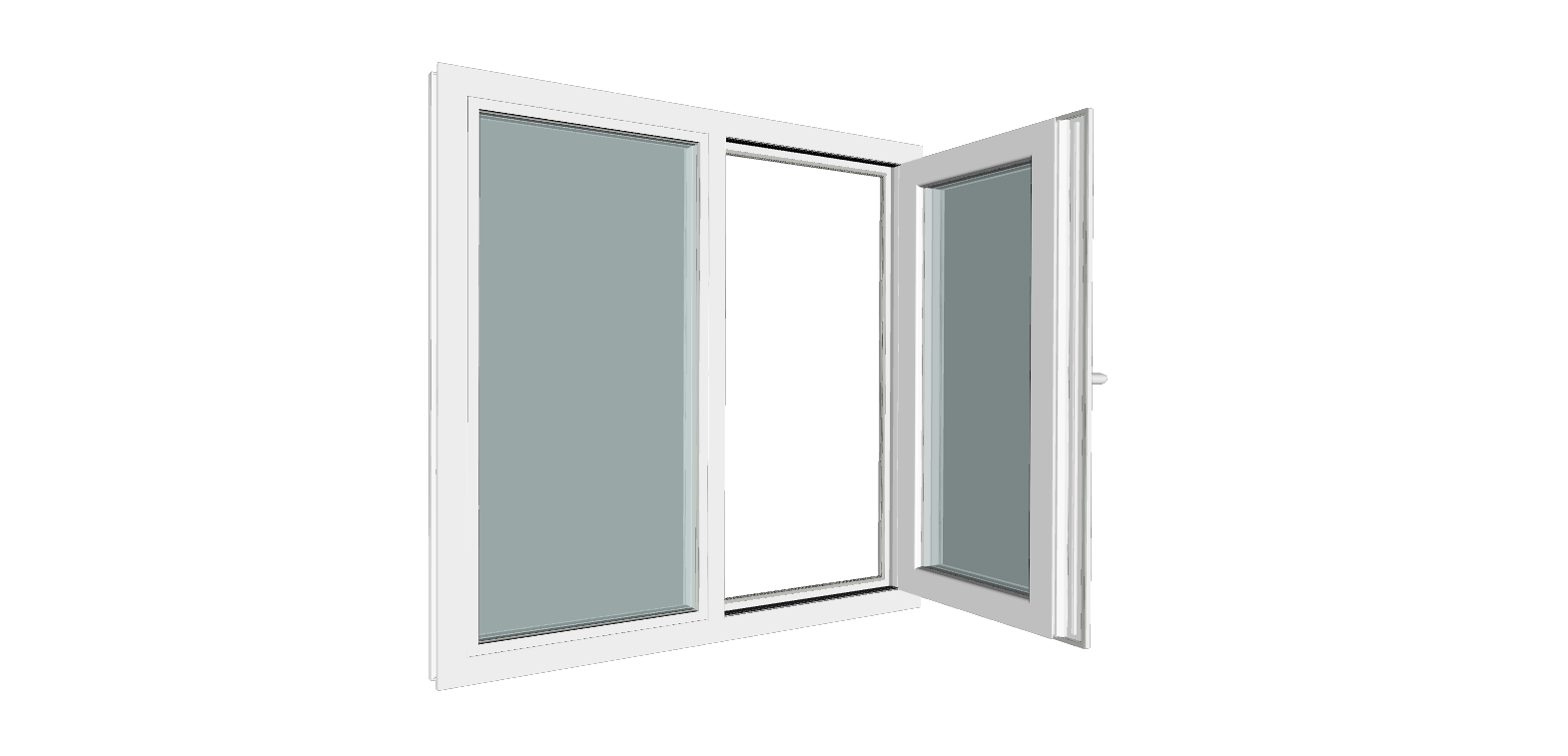 Fereastra termopan PVC, geam Clar + Low-E, alb, 5 camere, 100 x 100 cm, stanga, dubla deschidere, fixa + oscilobatanta • Gealan