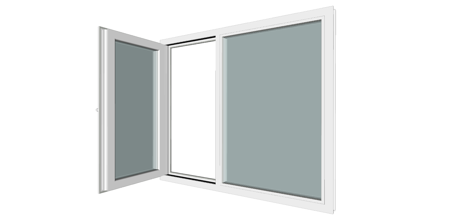 Fereastra termopan PVC, geam Clar + Low-E, alb, 5 camere, 136 x 116 cm, dreapta, dubla deschidere, fixa + oscilobatanta Gealan