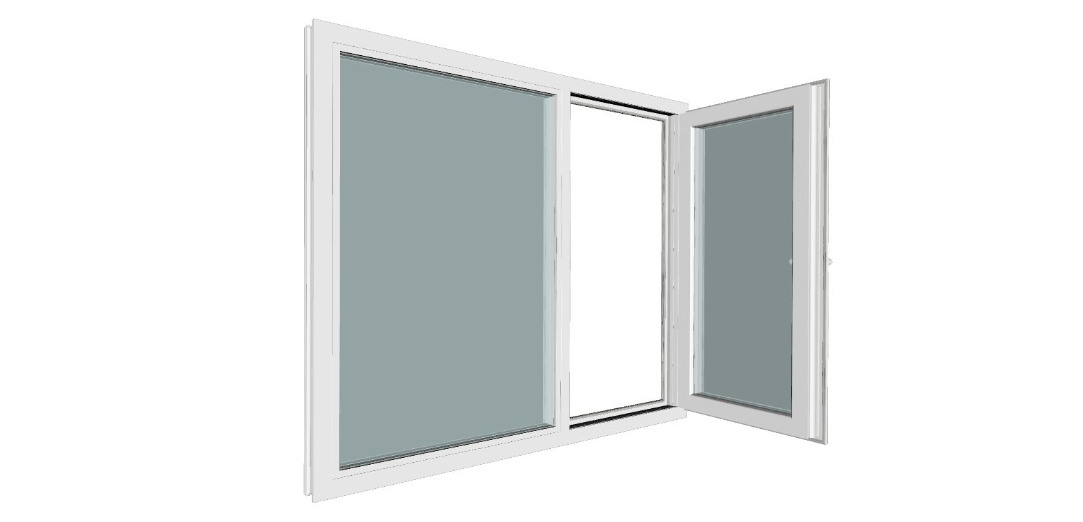 Fereastra termopan PVC, geam Clar + Low-E, alb, 5 camere, 136 x 116 cm, stanga, dubla deschidere, fixa + oscilobatanta Gealan