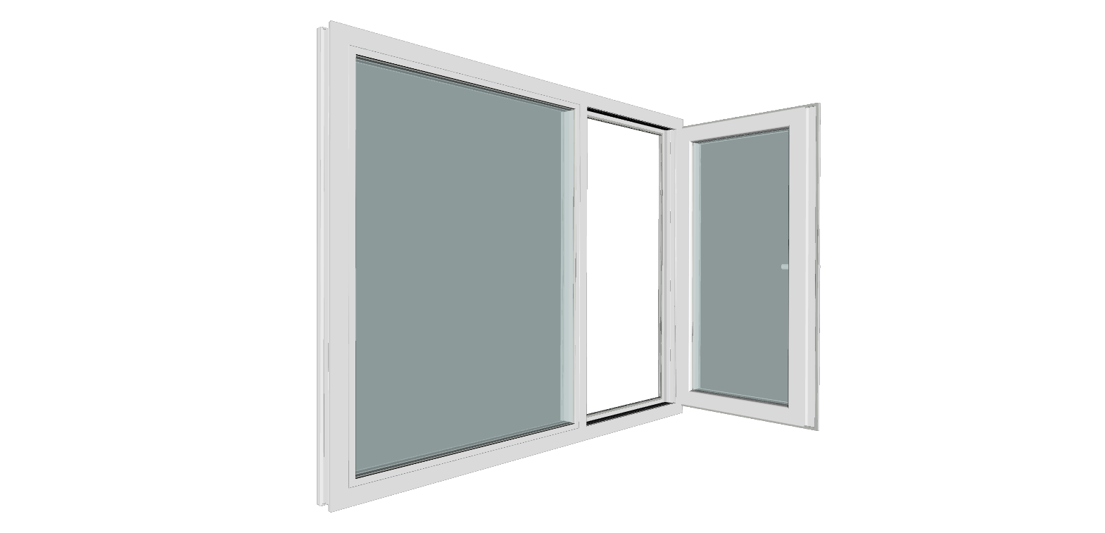 Fereastra termopan PVC, geam Clar + Low-E, alb, 5 camere, 146 x 116 cm, stanga, dubla deschidere, fixa + oscilobatanta  Gealan