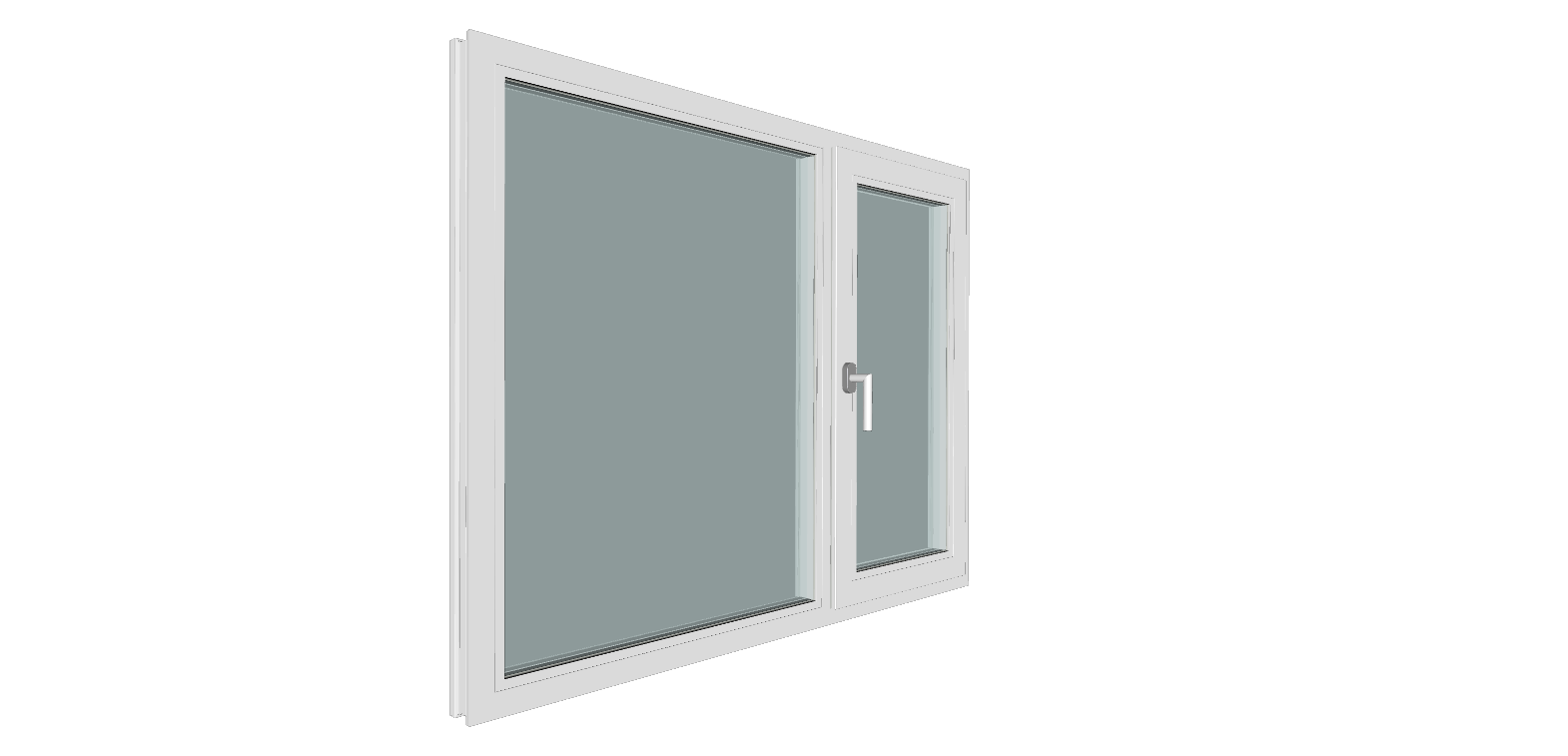 Fereastra termopan PVC, geam Clar + Low-E, alb, 5 camere, 146 x 116 cm, stanga, dubla deschidere, fixa + oscilobatanta  Gealan