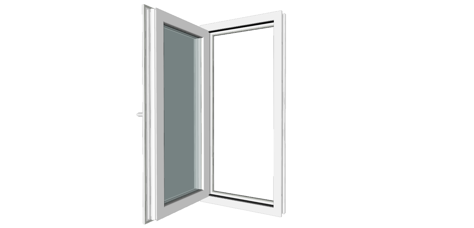 Fereastra termopan PVC, geam Clar + Low-E, alb, 5 camere, 56 x 116 cm, stanga, dubla deschidere, oscilobatanta  Gealan