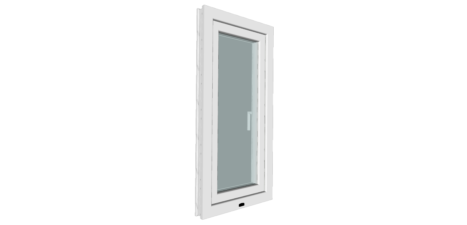 Fereastra termopan PVC, geam Clar + Low-E, alb, 5 camere, 56 x 116 cm, dreapta, dubla deschidere, oscilobatanta • Gealan