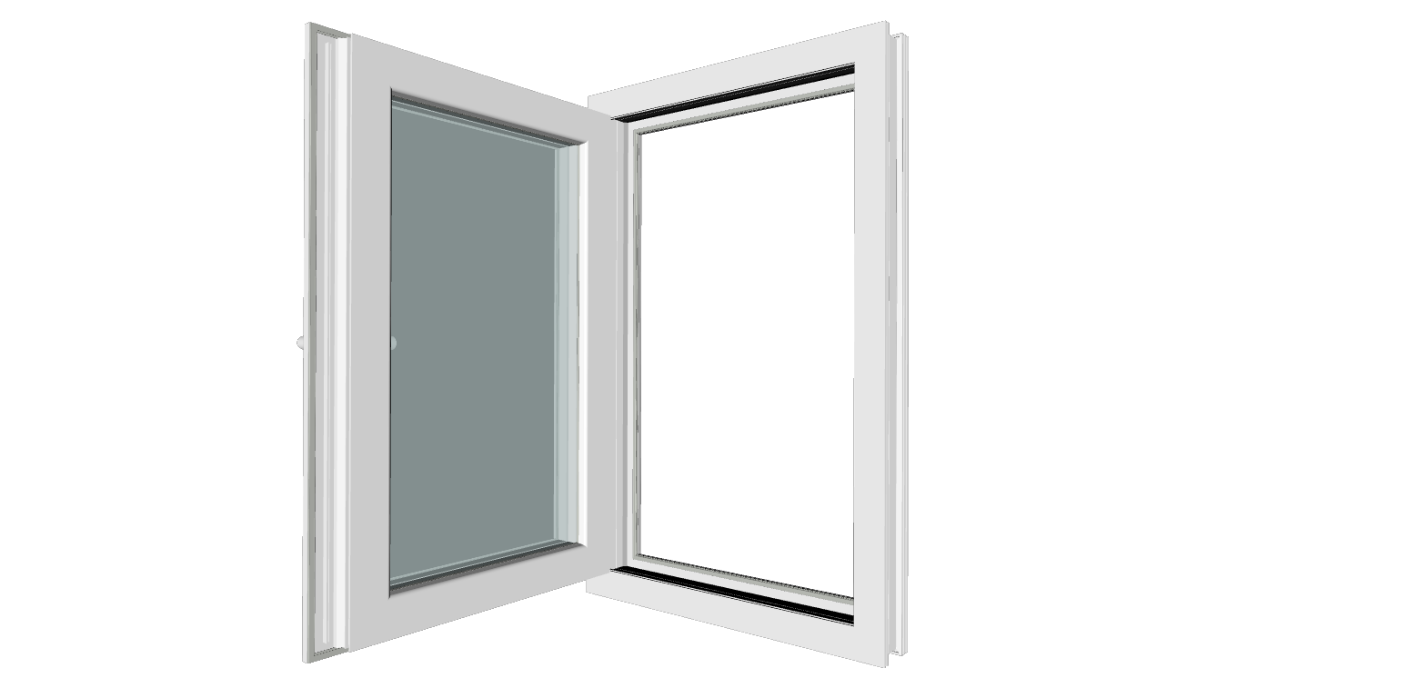 Fereastra termopan PVC, geam Clar + Low-E, alb, 5 camere, 56 x 86 cm, stanga, dubla deschidere, oscilobatanta  Gealan