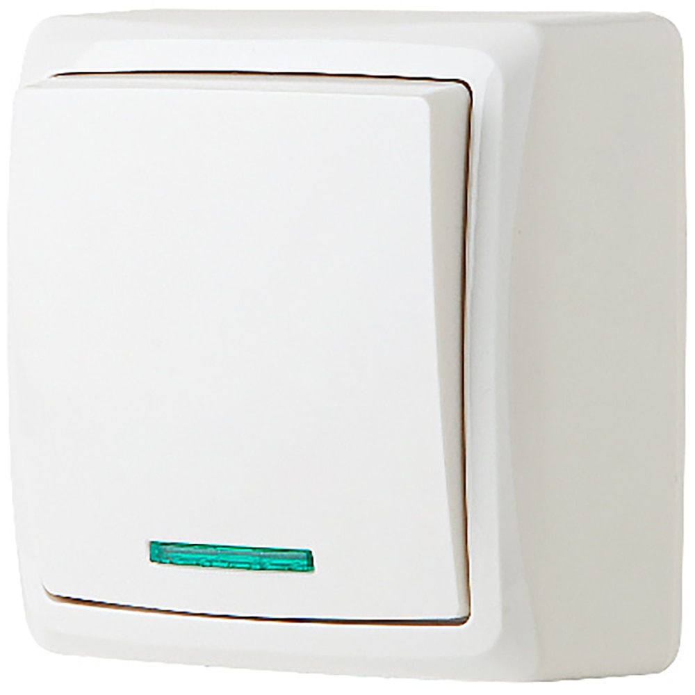 Intrerupator simplu JACOBSEN, aplicat, led, 10A, alb