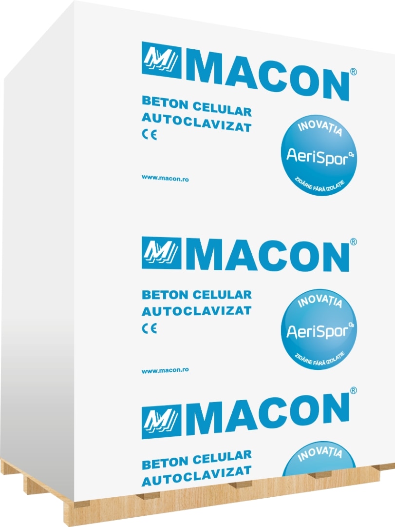 BCA, 60 x 25 x 10 cm, 1,8 mc, vanzare la bucata, 8 bucati/palet  Macon