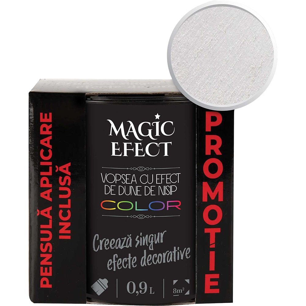 Vopsea cu efect de dune de nisip Magic Effect Color, pensula inclusa, alb, 0.9L