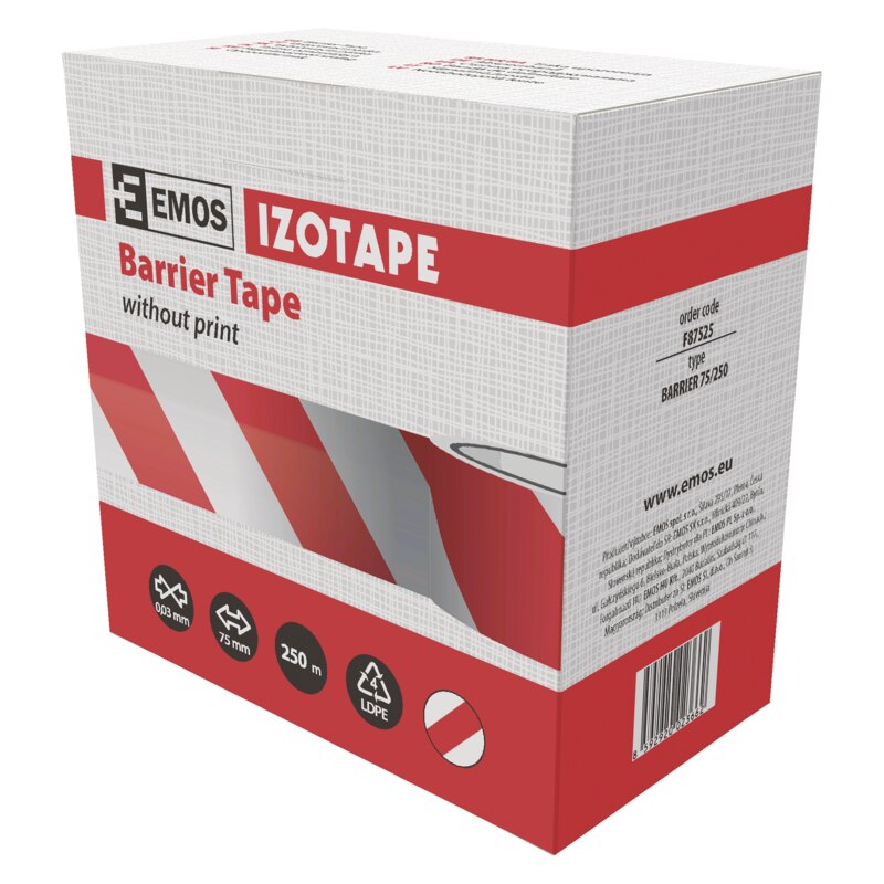 Banda de marcare / semnalizare, alb/rosu, 250 m x 75 mm  EMOS