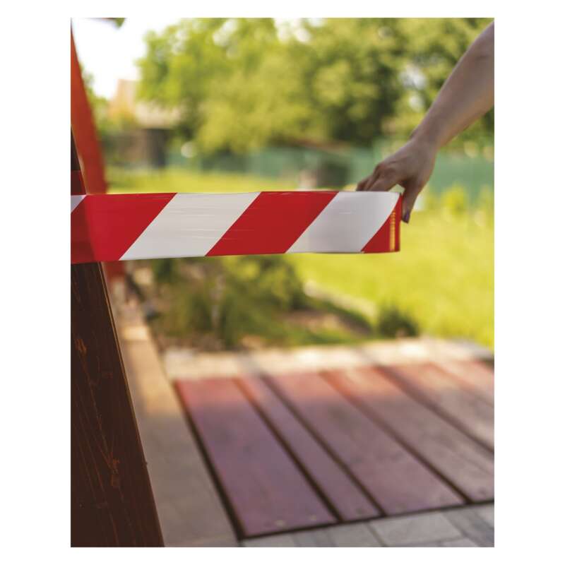 Banda de marcare / semnalizare, alb/rosu, 250 m x 75 mm  EMOS