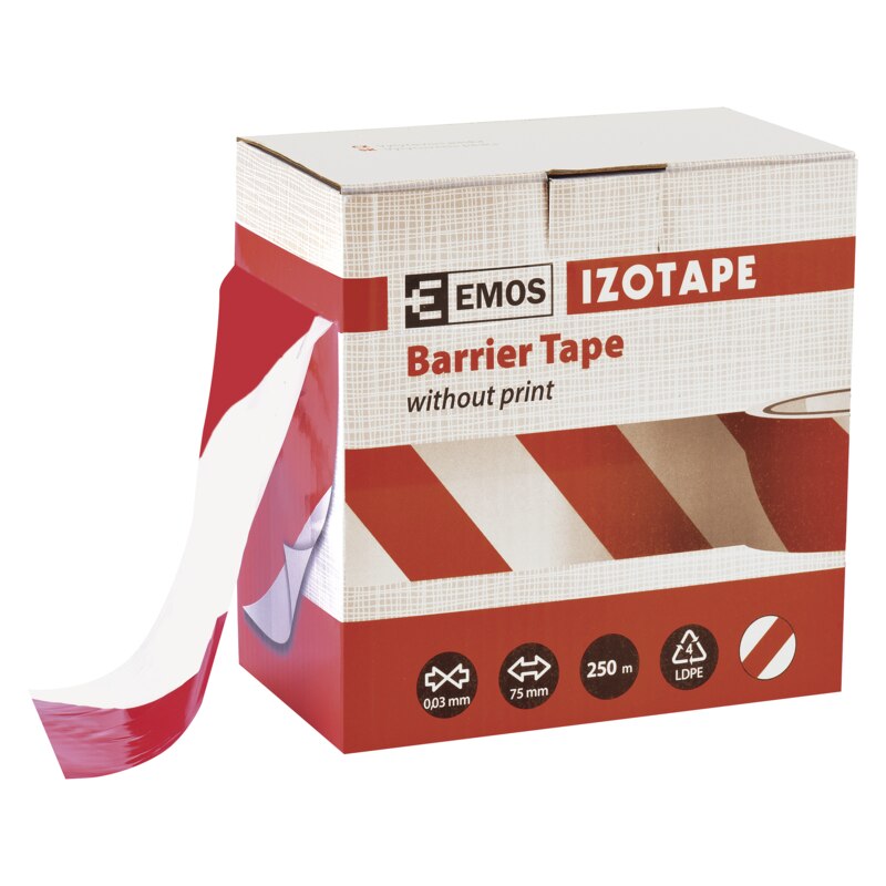 Banda de marcare / semnalizare, alb/rosu, 250 m x 75 mm  EMOS