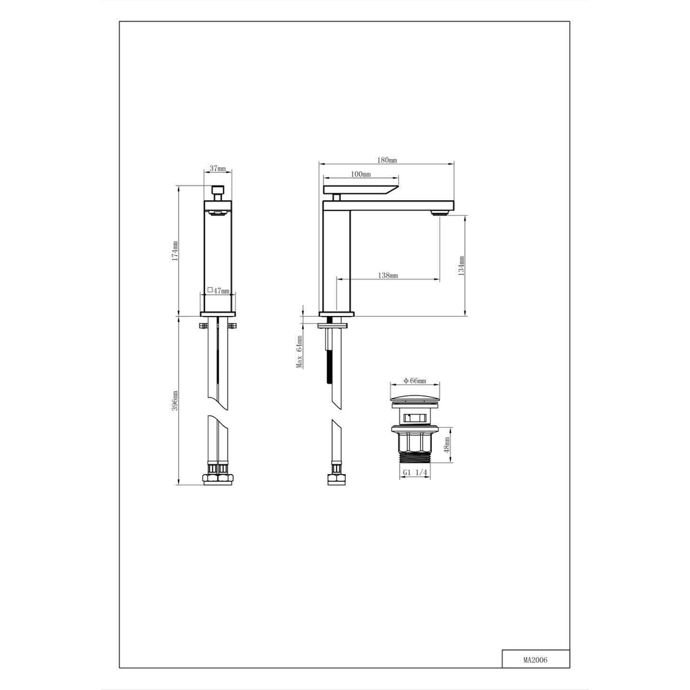 Baterie lavoar GOODHOME Kolima, metal, crom