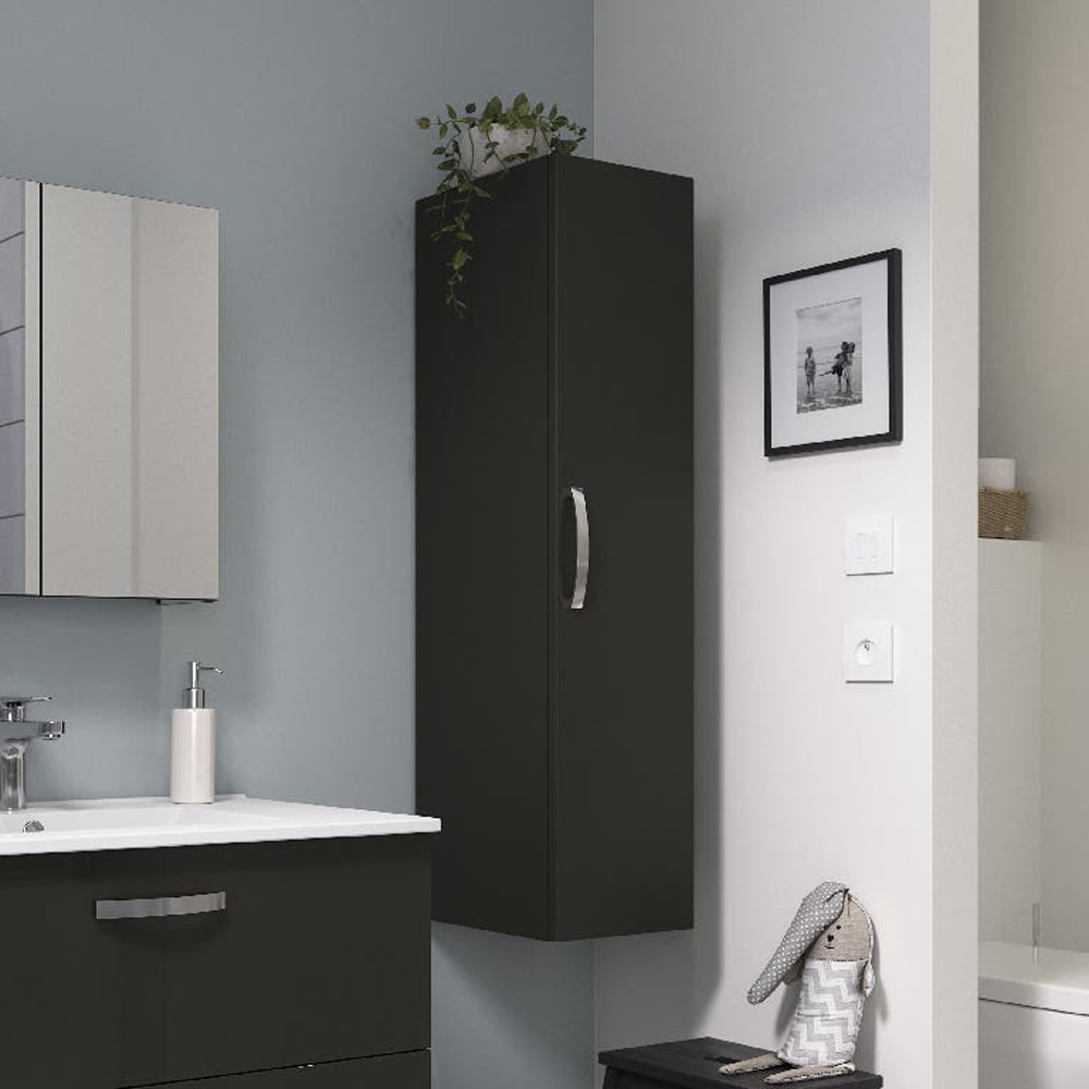 Dulap baie Aruna, 27.5 x 32 x 112 cm, gri inchis