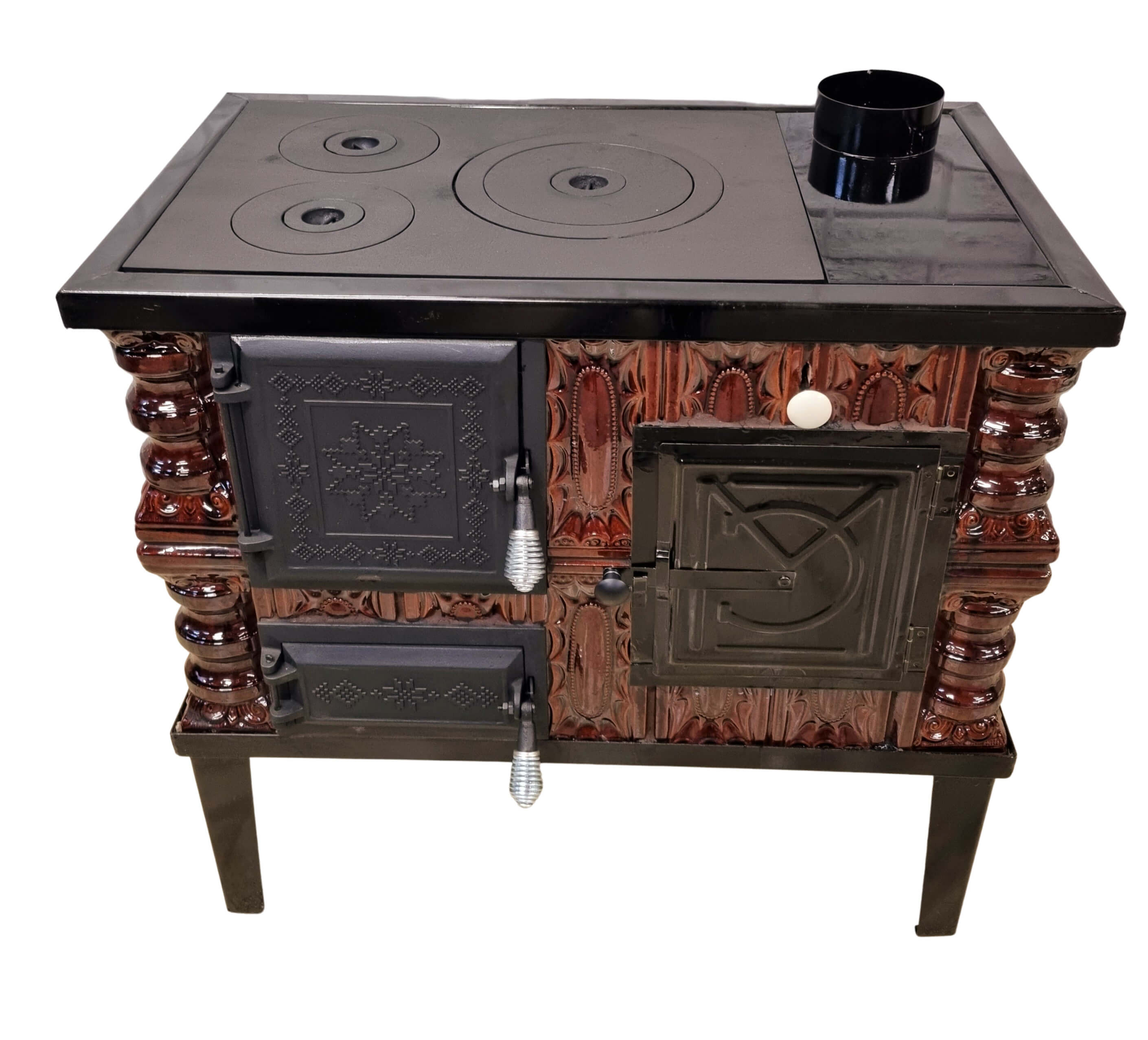 Soba teracota cu plita de gatit, 2 randuri, evacuare fum dreapta