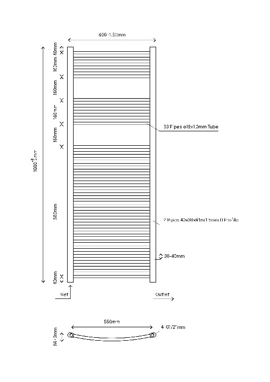 Radiator portprosop drept Flomasta, otel, 60 x 160 cm, alb