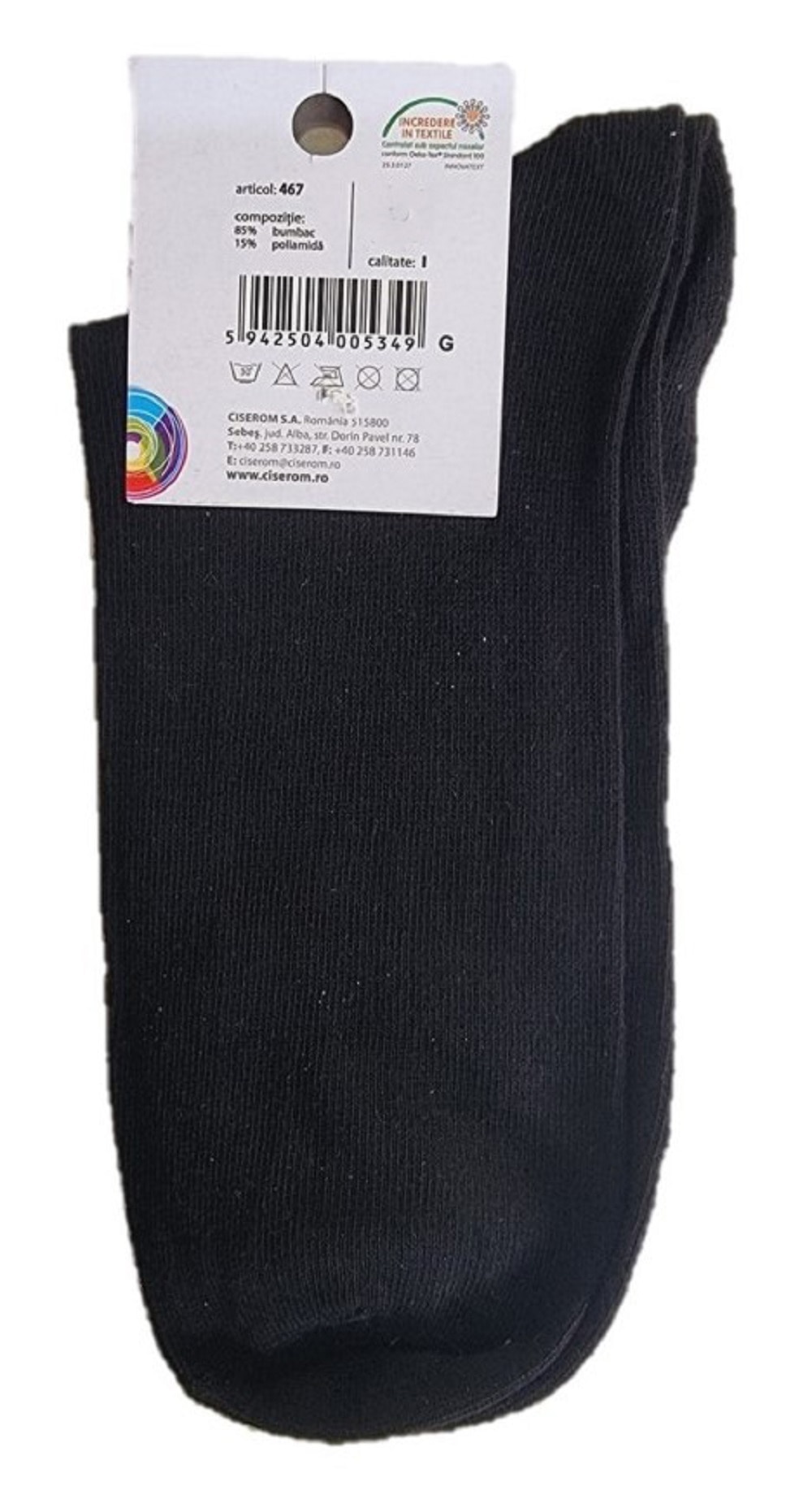 Sosete din bumbac si elastan, marime 39-41, negru • Ciserom