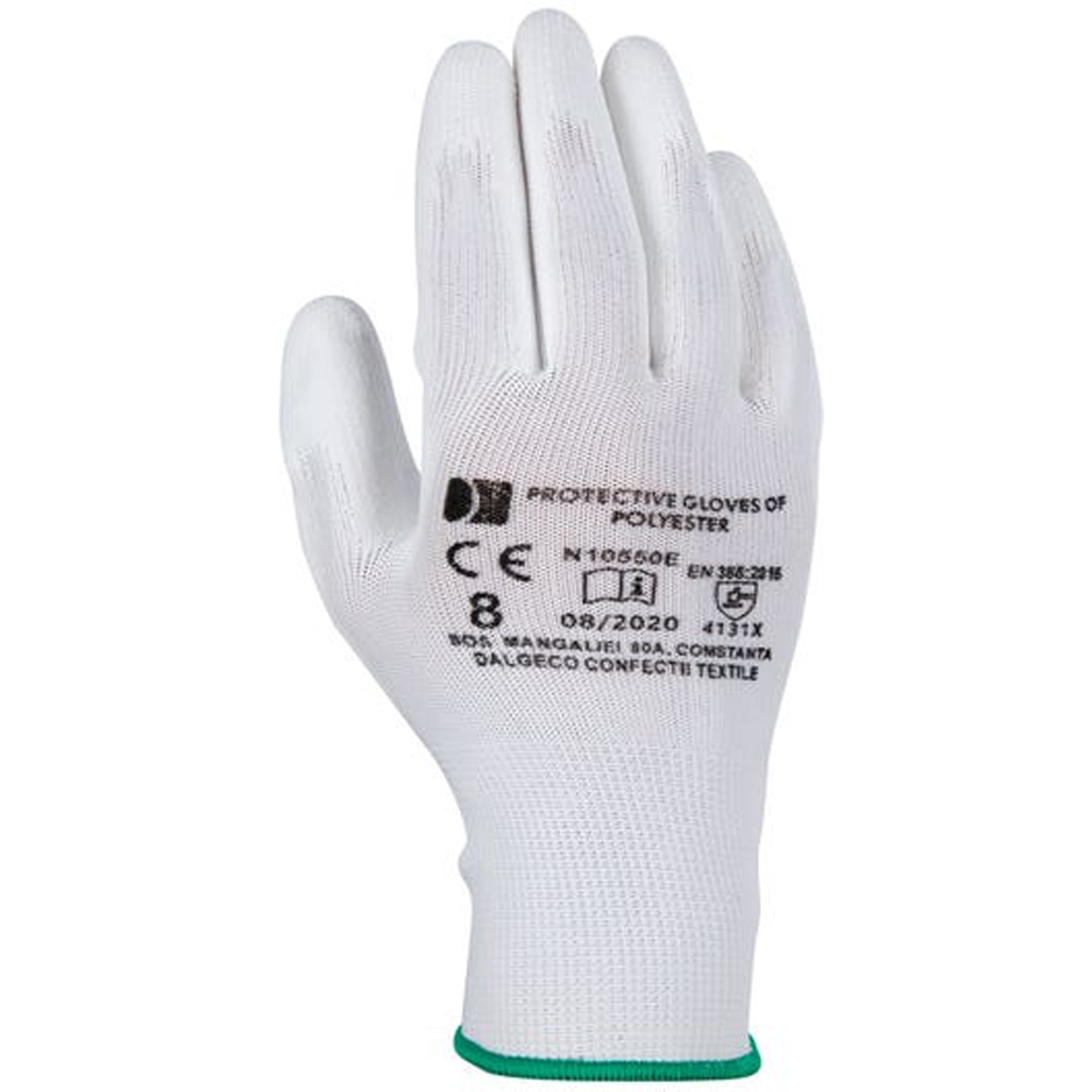 Manusi de protectie DCT, marime 8, albe, uz general, poliester