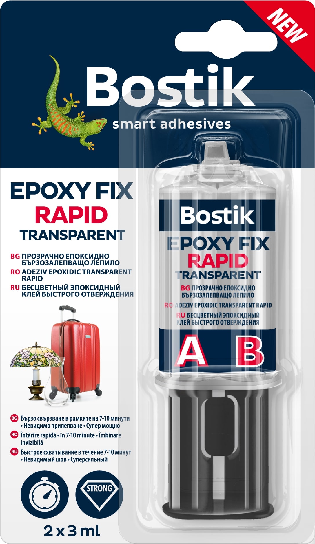 Adeziv transparent,  2 X 3 ml  Bostik Epoxy fix